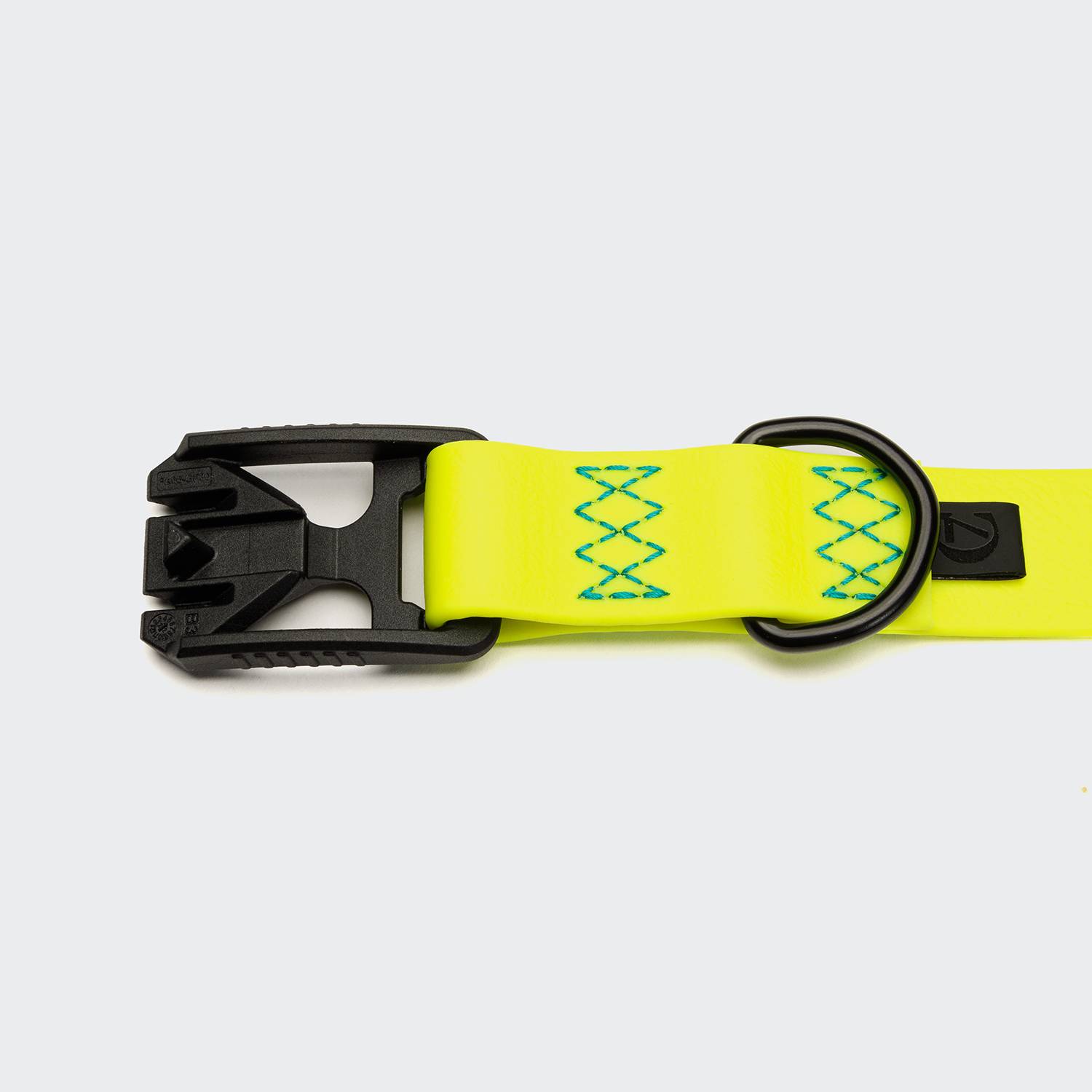 Cloud7-Hundehalsband-BioThane-Ipanema-Neon-Gelb-Aqua-Detail