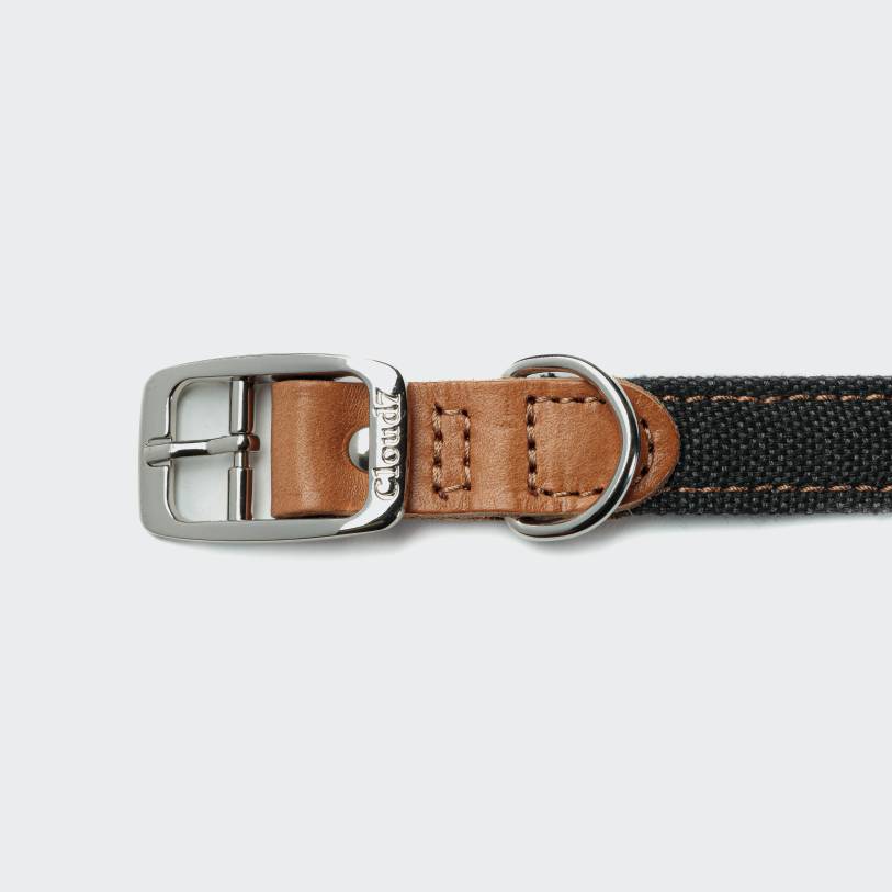 Cloud7-Hundehalsband-Tivoli-Black-Cognac-Schließe