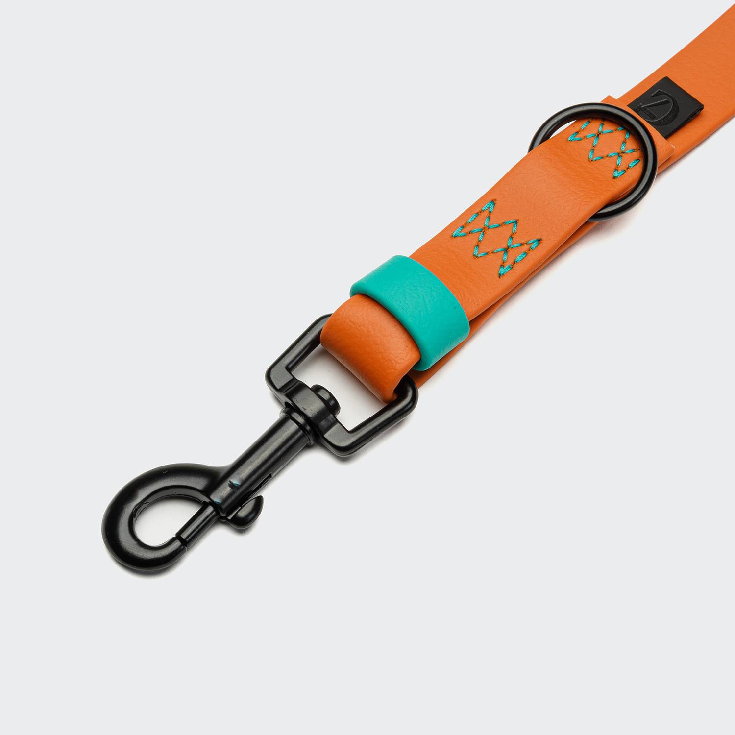 Cloud7-Hundeleine-verstellbar-BioThane-Ipanema-Orange-Aqua-Karabiner