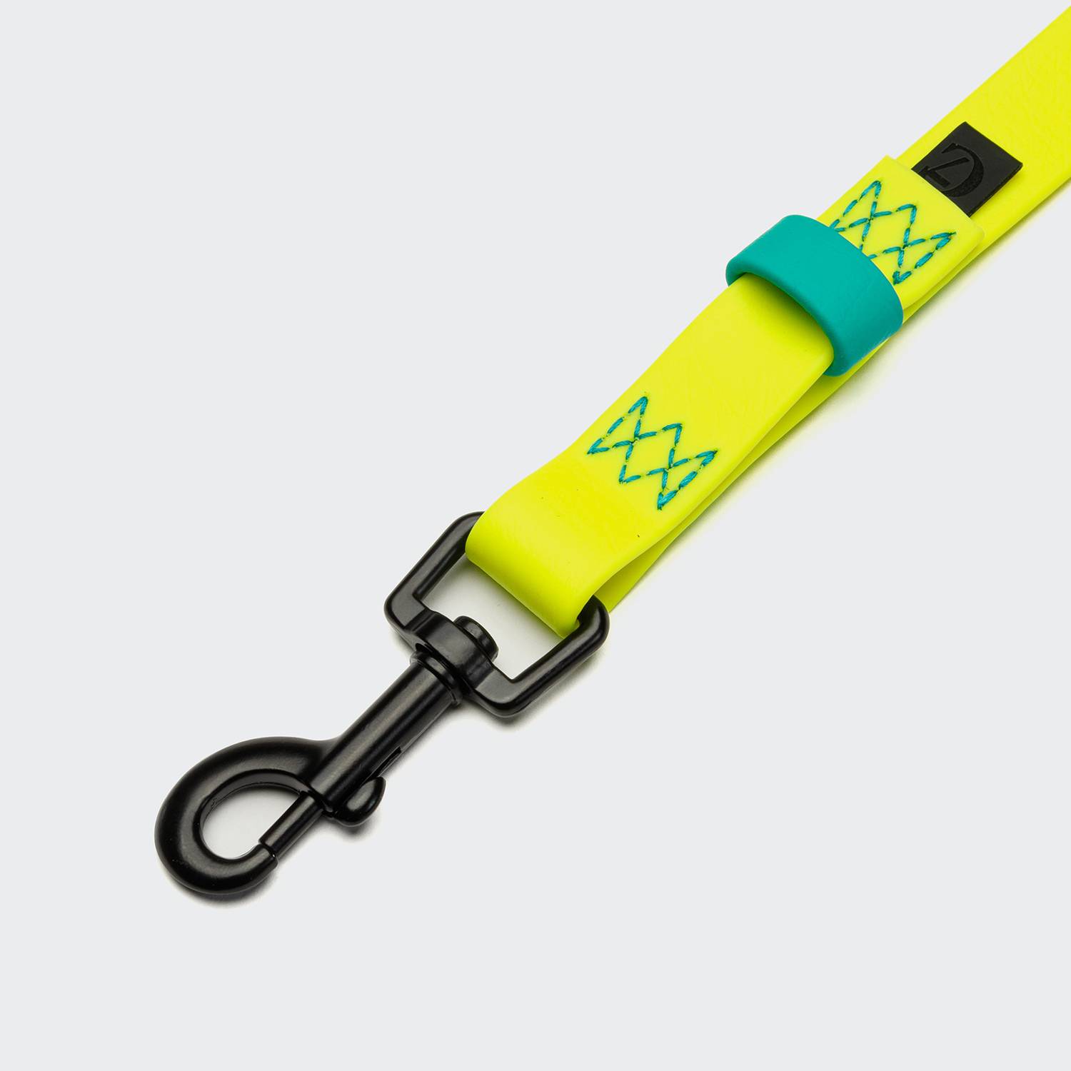 Cloud7-Schleppleine-BioThane-Ipanema-Neon-Yellow-Aqua-M-Karabiner