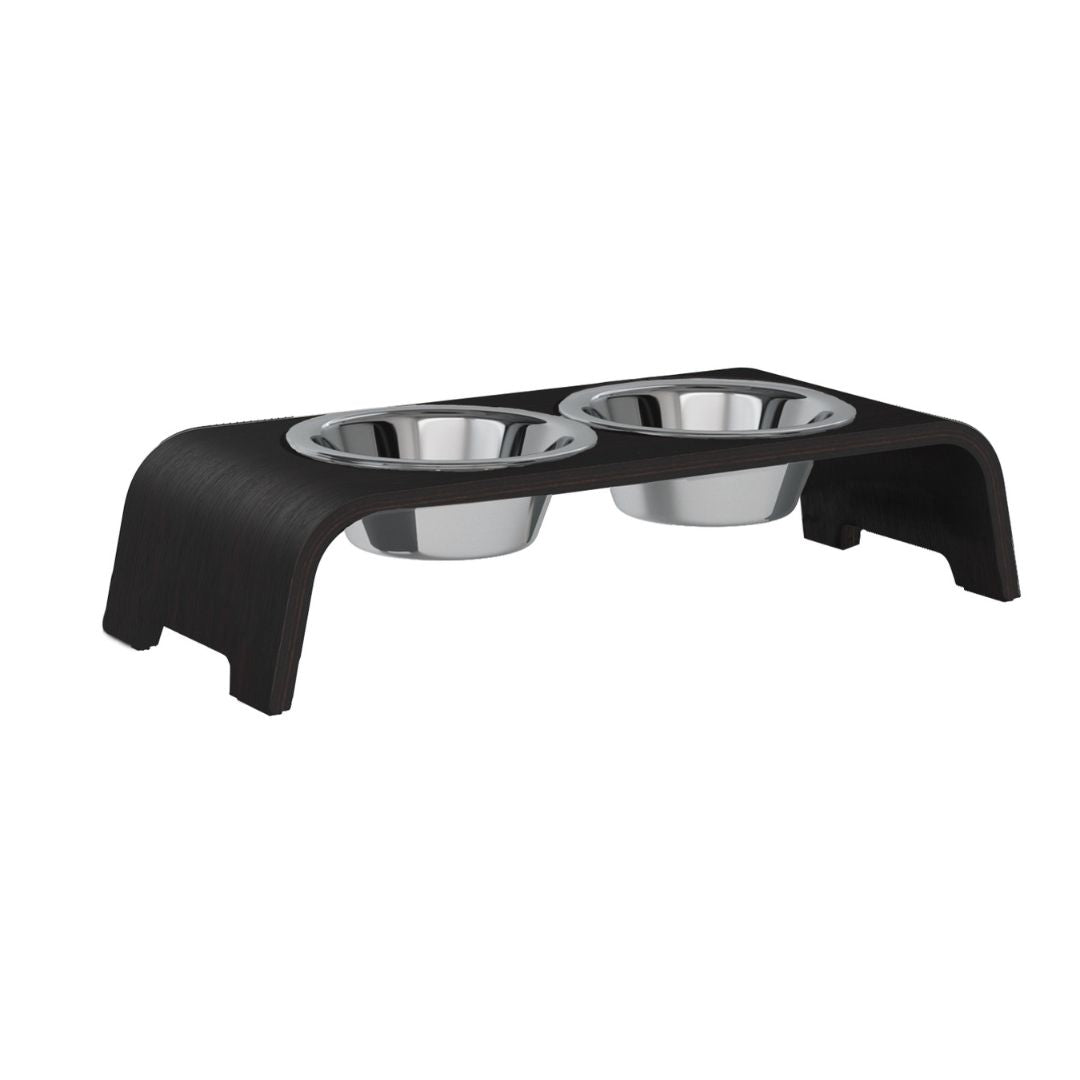 dogBar-Napfständer-Eiche-Dunkel-Edelstahl-S