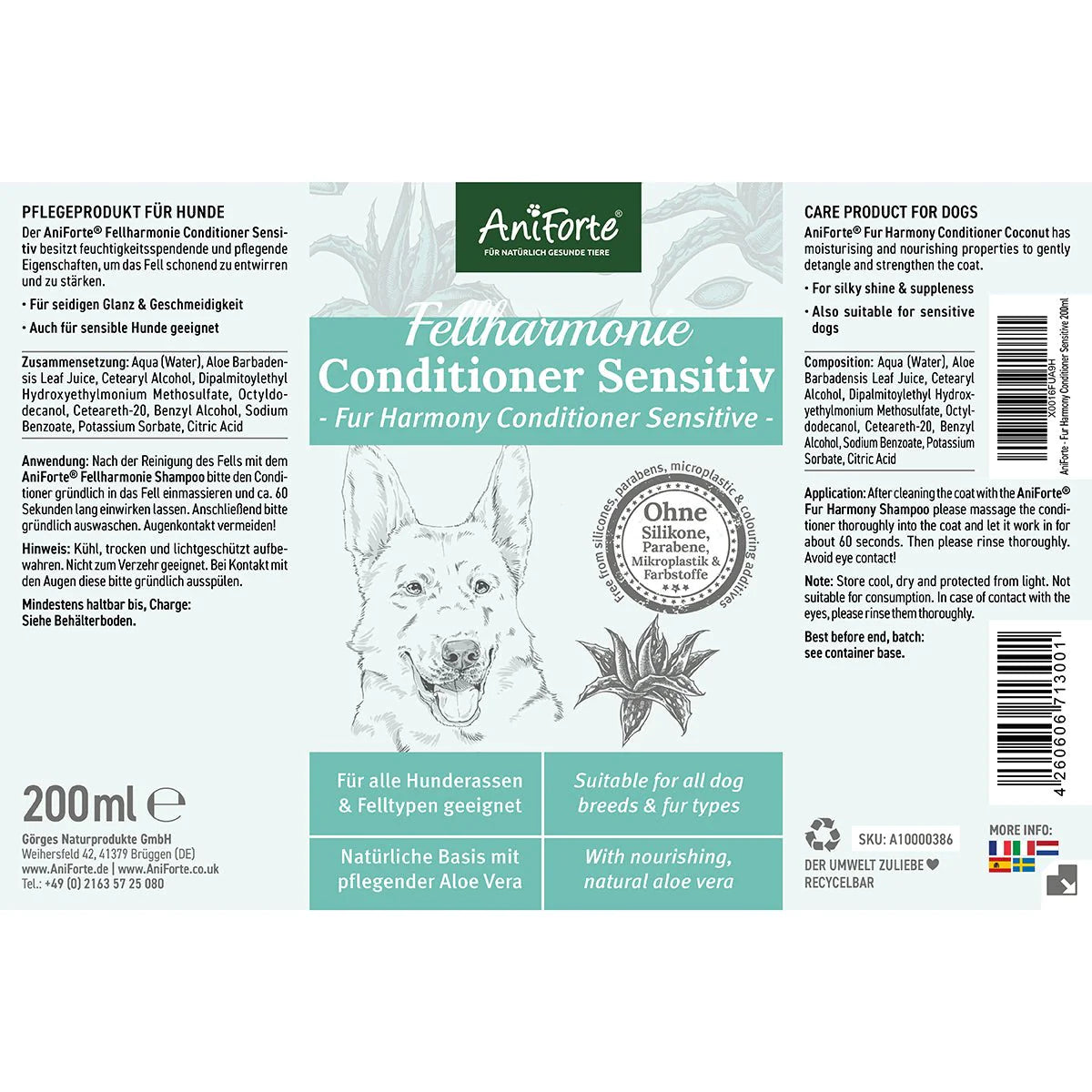 Aniforte-Fellharmonie-Conditioner-Sensitiv-Etikett