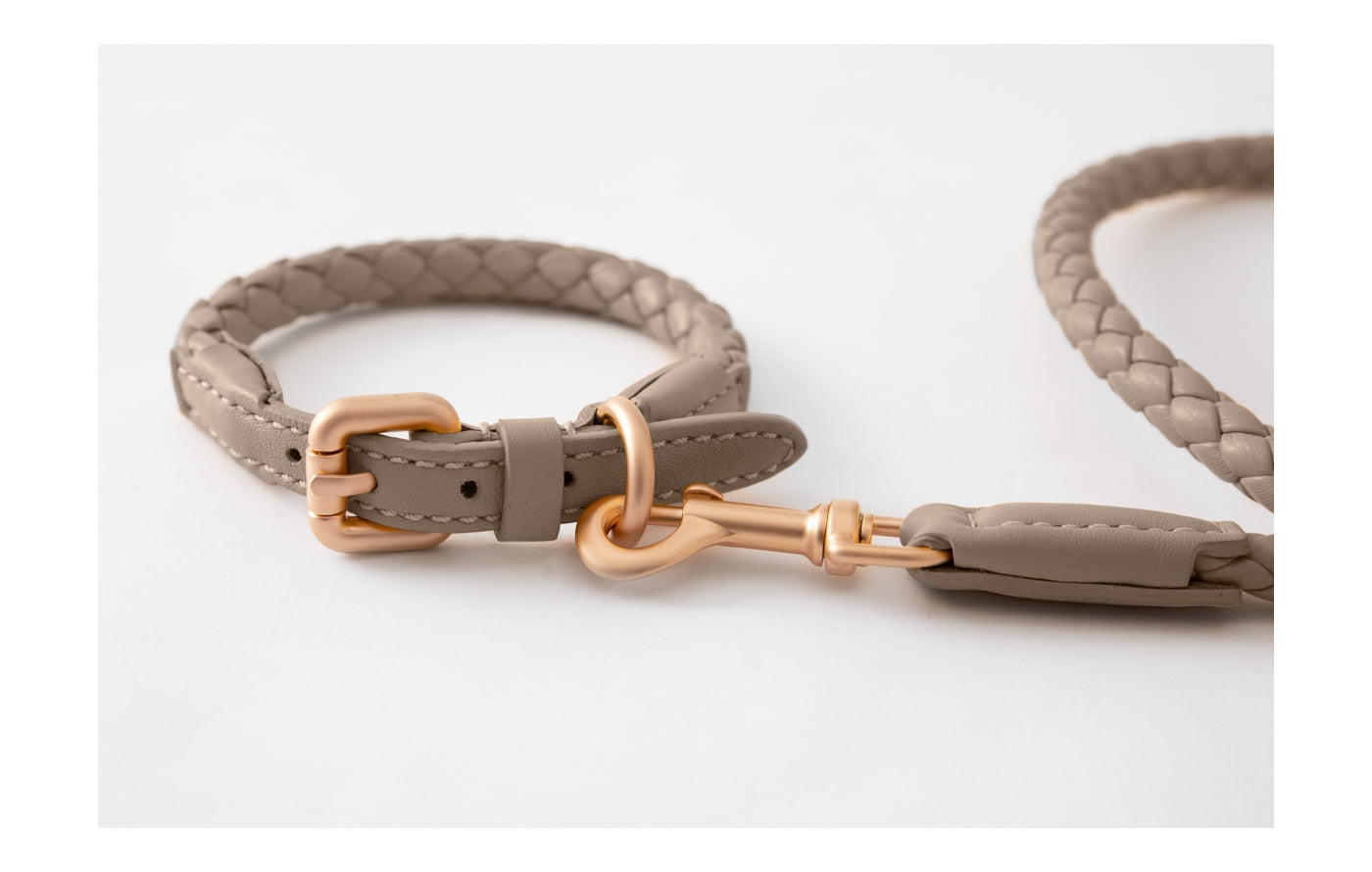 2.8-duepuntootto-Hundehalsband-FERDINANDO-Collar-Lazy-Taupe-Leine