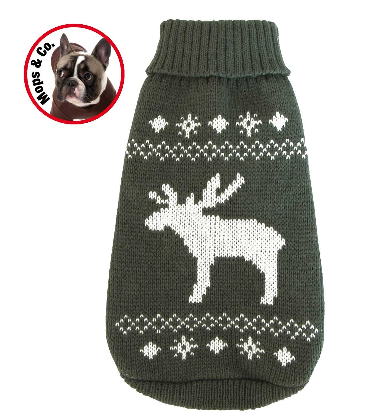 Wolters-Strickpullover-Elch-mops-bulldogge-grau-weiss