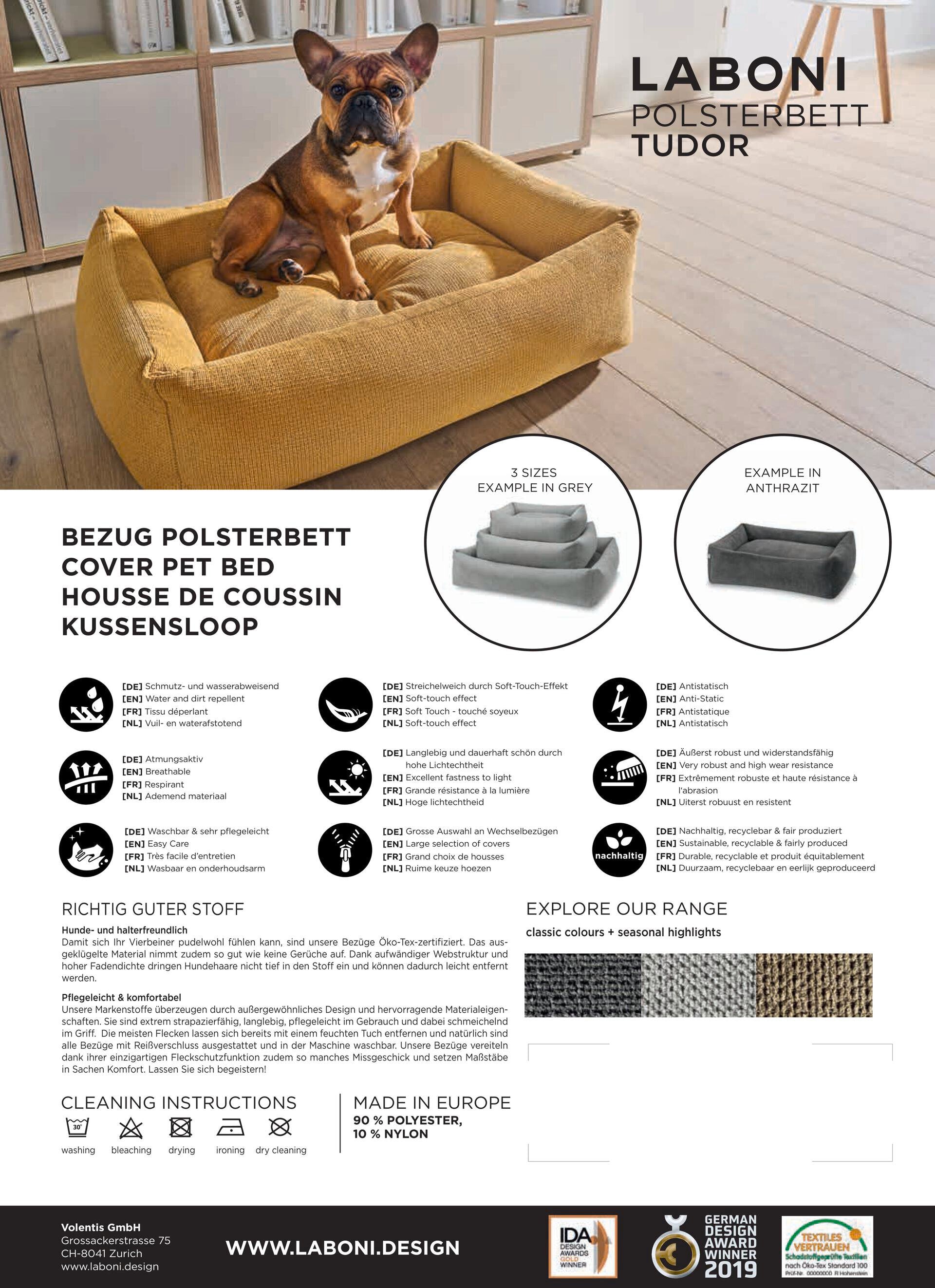 Hundebett Tudor Ortho oder Classic Olive