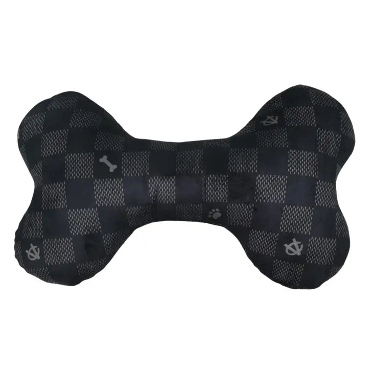 Chewy-Vuiton-Black-Checker-Bone-Plüschspielzeug-Haute-Diggity-Dog-Rückseite