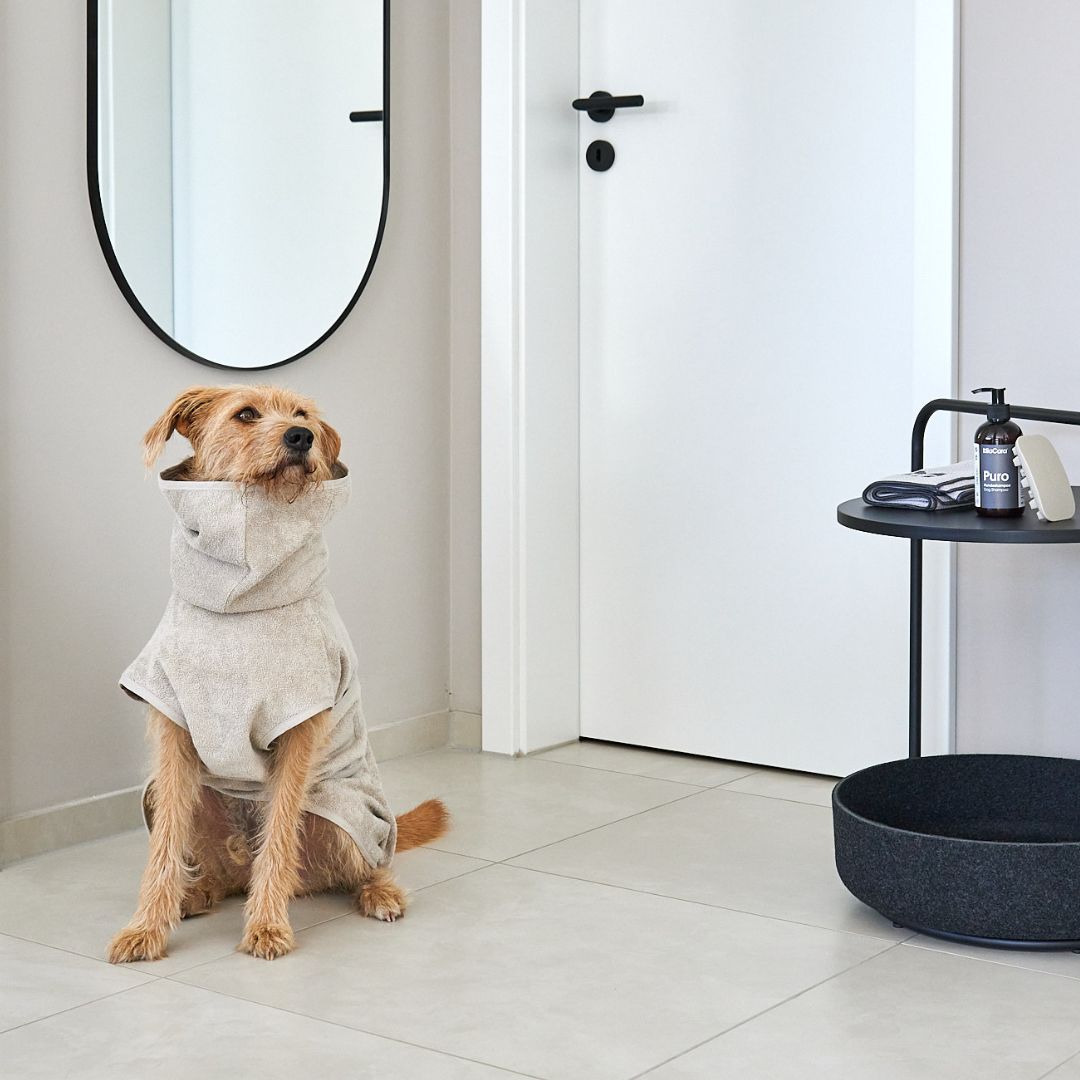 MiaCara-Hundebademantel-Bagno-Greige-Badezimmer