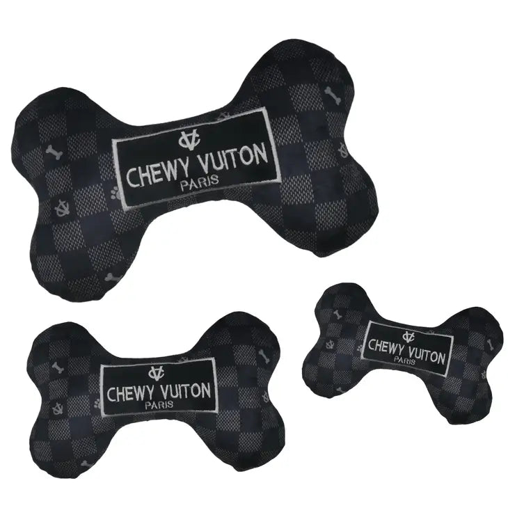 Chewy-Vuiton-Black-Checker-Bone-Plüschspielzeug-Haute-Diggity-Dog