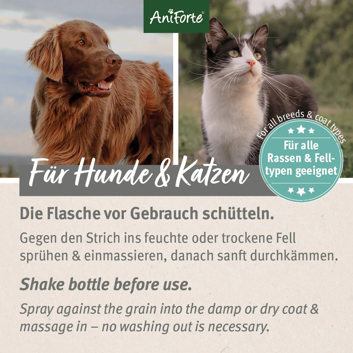 Aniforte-Fellharmonie-Pflegespray-Kokos-Kämmbarkeit-Hunde-Katzen