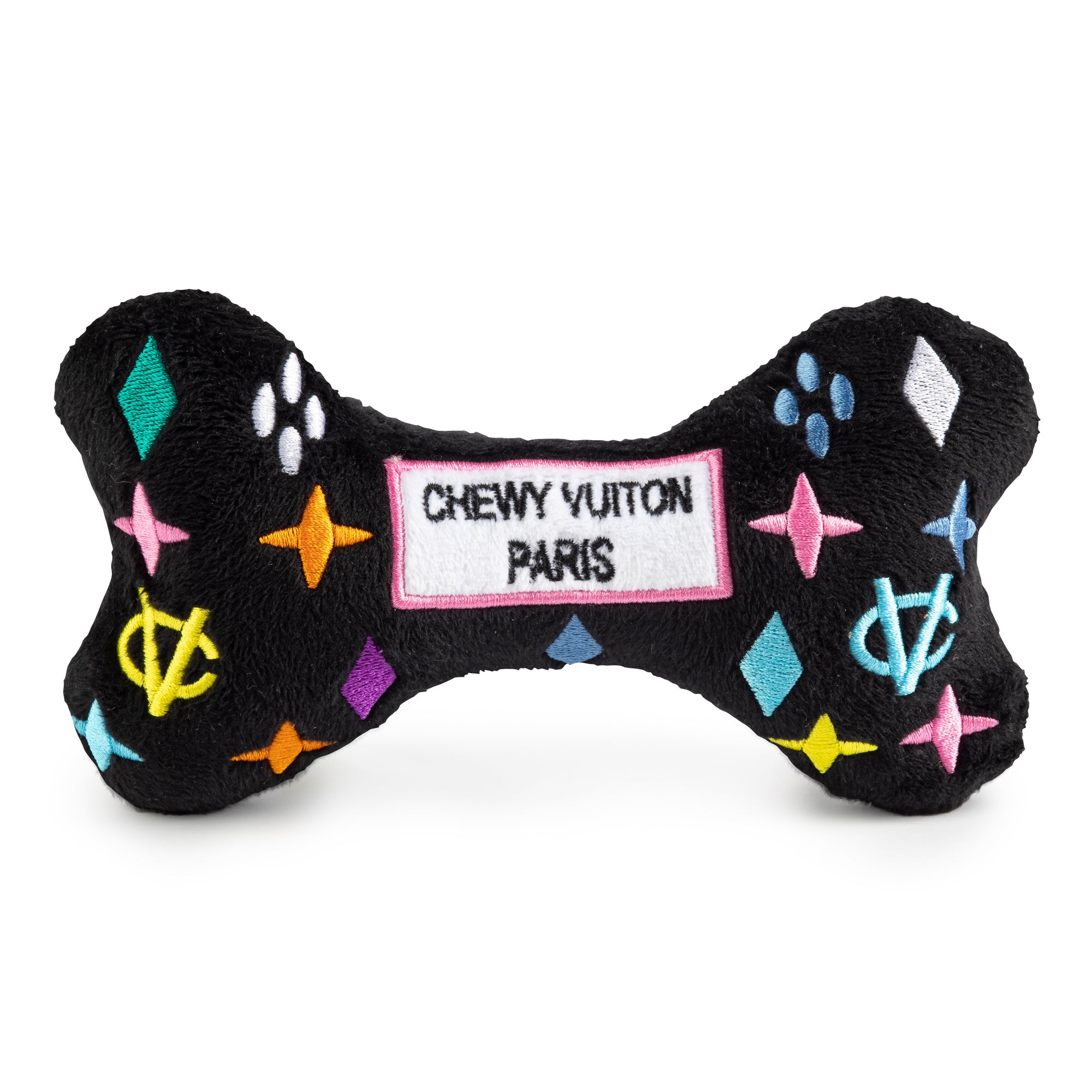 Haute-Diggity-Dog-Hundespielzeug-Chewy-Vuiton-Plüschknochen-Black-Monogram-LG