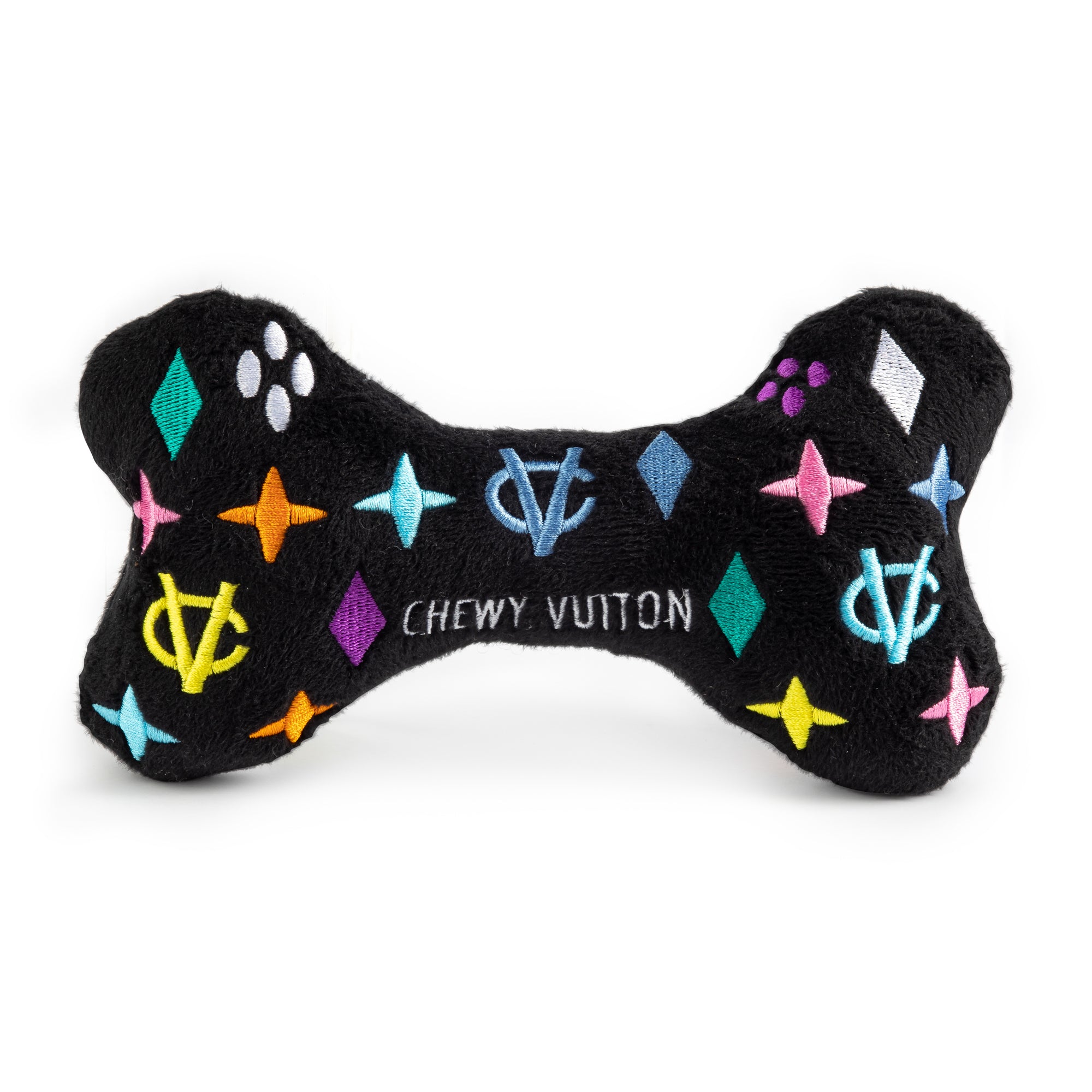 Haute-Diggity-Dog-Hundespielzeug-Chewy-Vuiton-Plüschknochen-Black-Monogram-Rückseite