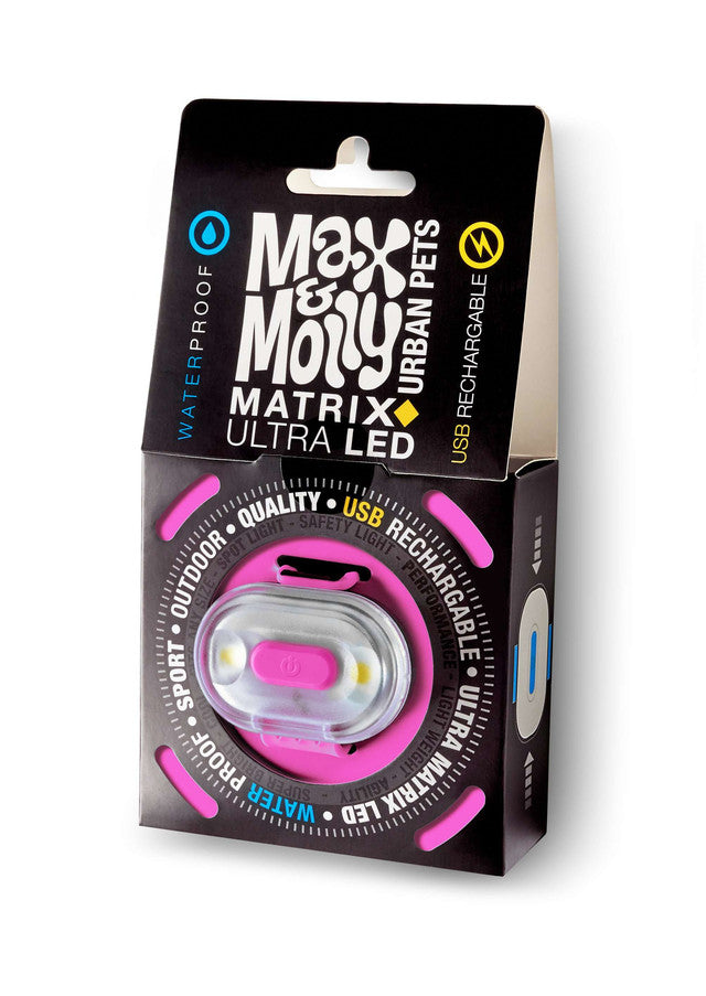 Maxundmolly-Max&Molly-MATRIX ULTRA LED LICHT FÜR DAS HUNDEHALSBAND-PINK