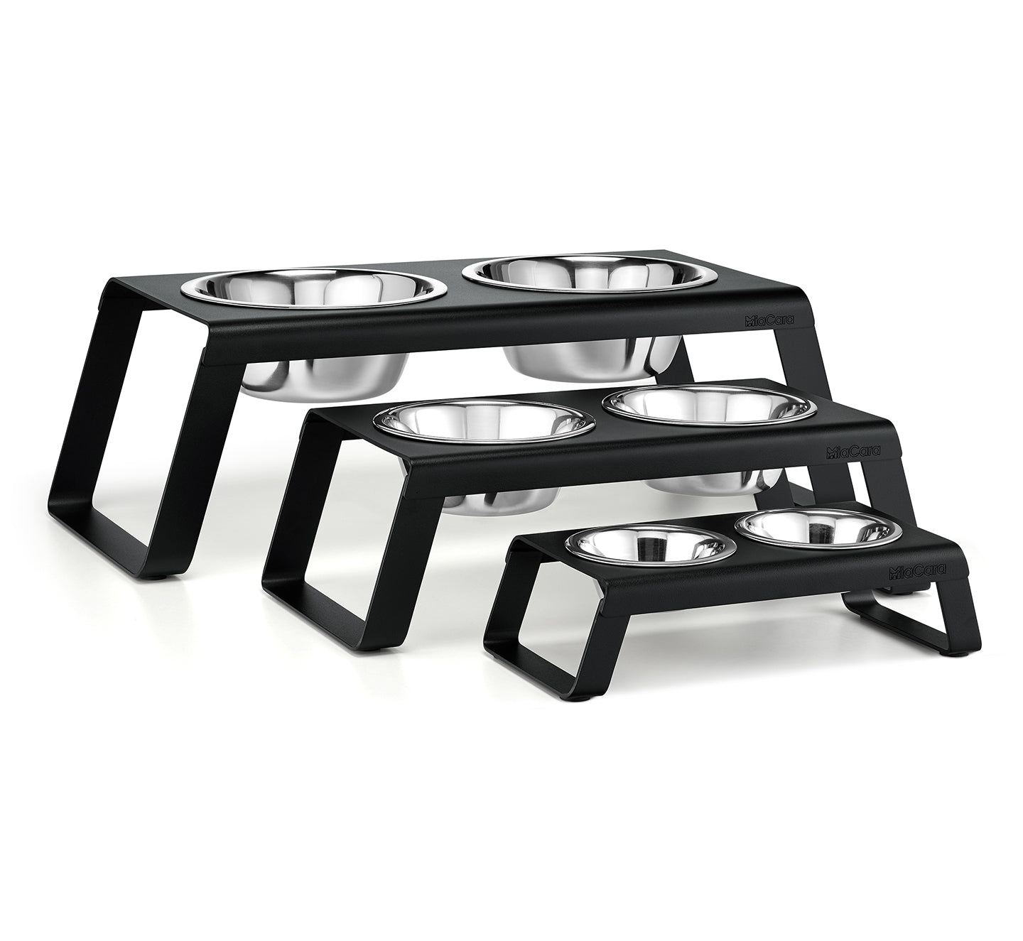 MiaCara-Desco-Napfständer-Alu-Schwarz-Edelstahlnäpfe-Größen