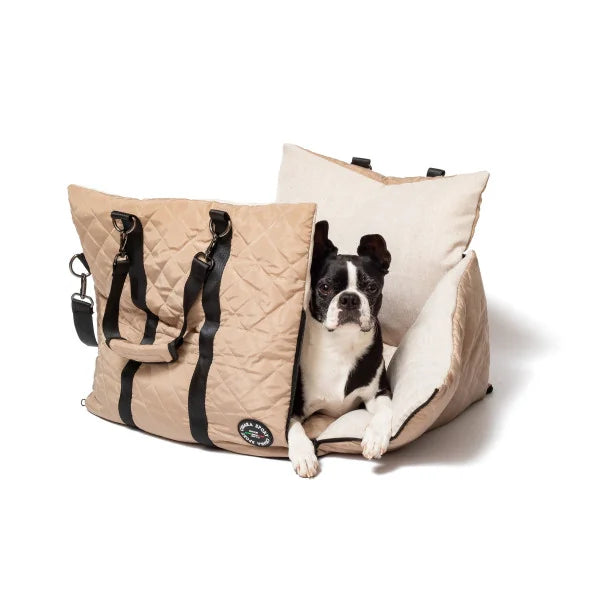 Chiara-Hundeautositz-Hundetragetasche-Luxury-Beige-Hund