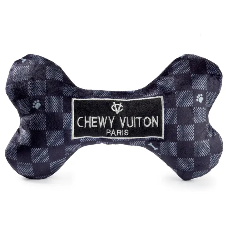 Chewy-Vuiton-Black-Checker-Bone-Plüschspielzeug-Haute-Diggity-Dog-