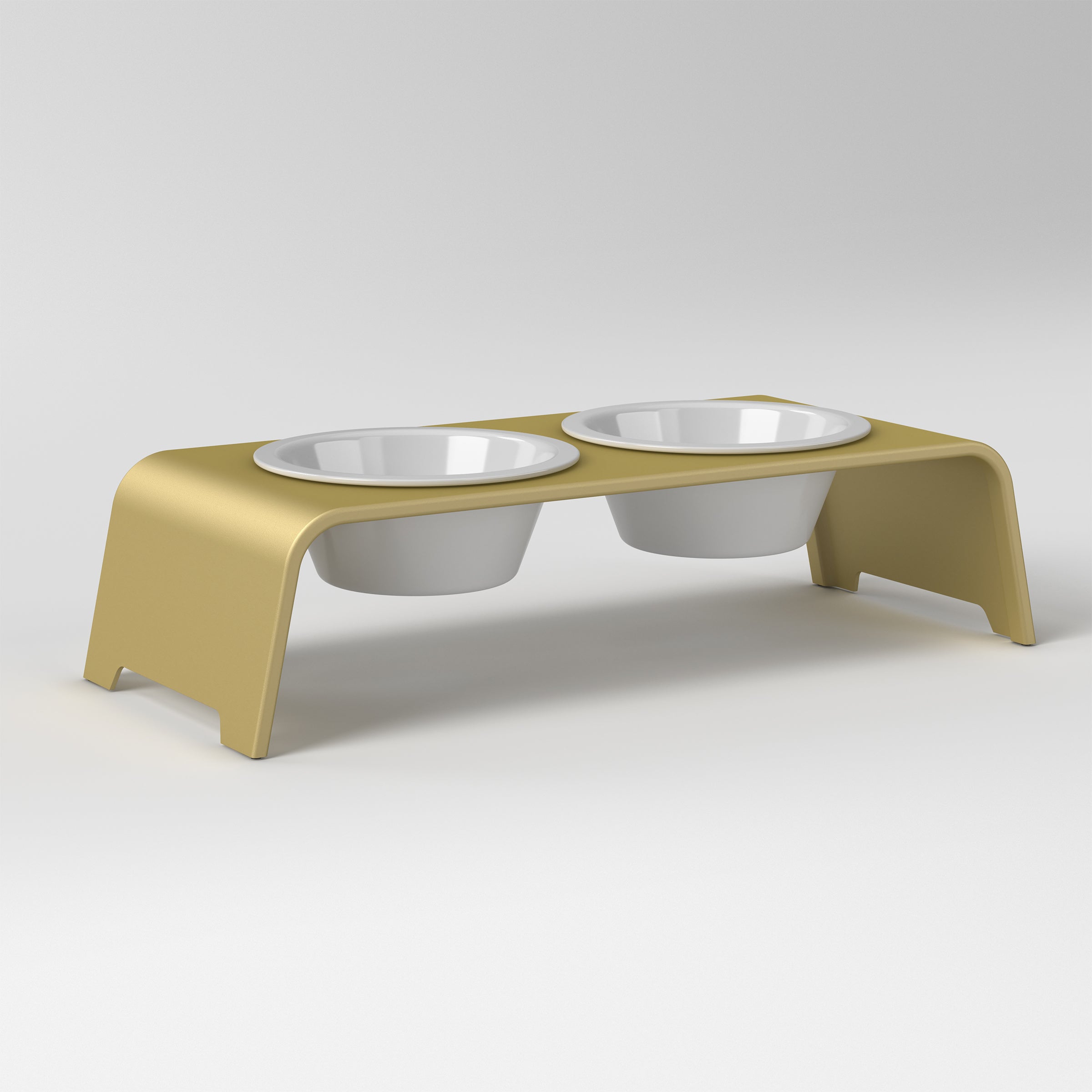 dogBar® IN & OUT Aluminium Gold Matt eloxiert mit Porzellanschalen