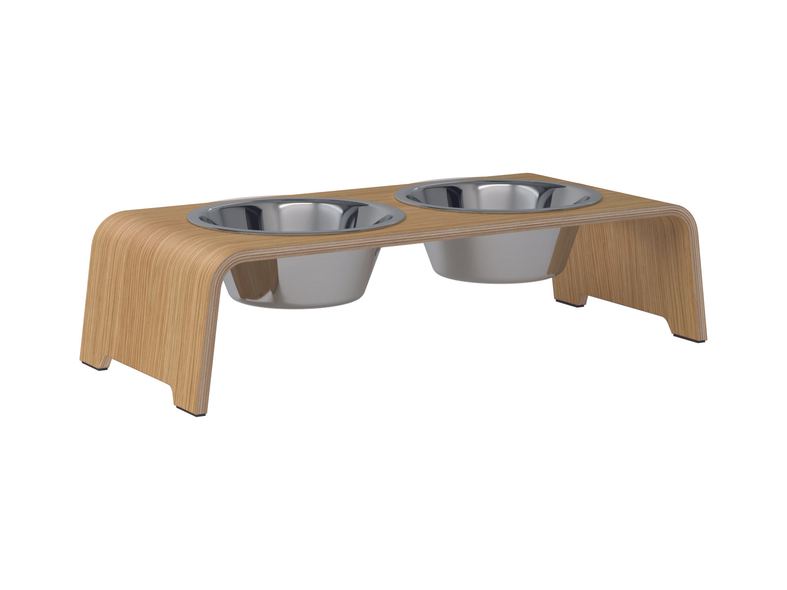 dogBar-Napfständer-Eiche-hell-Edelstahl-Medium-Small