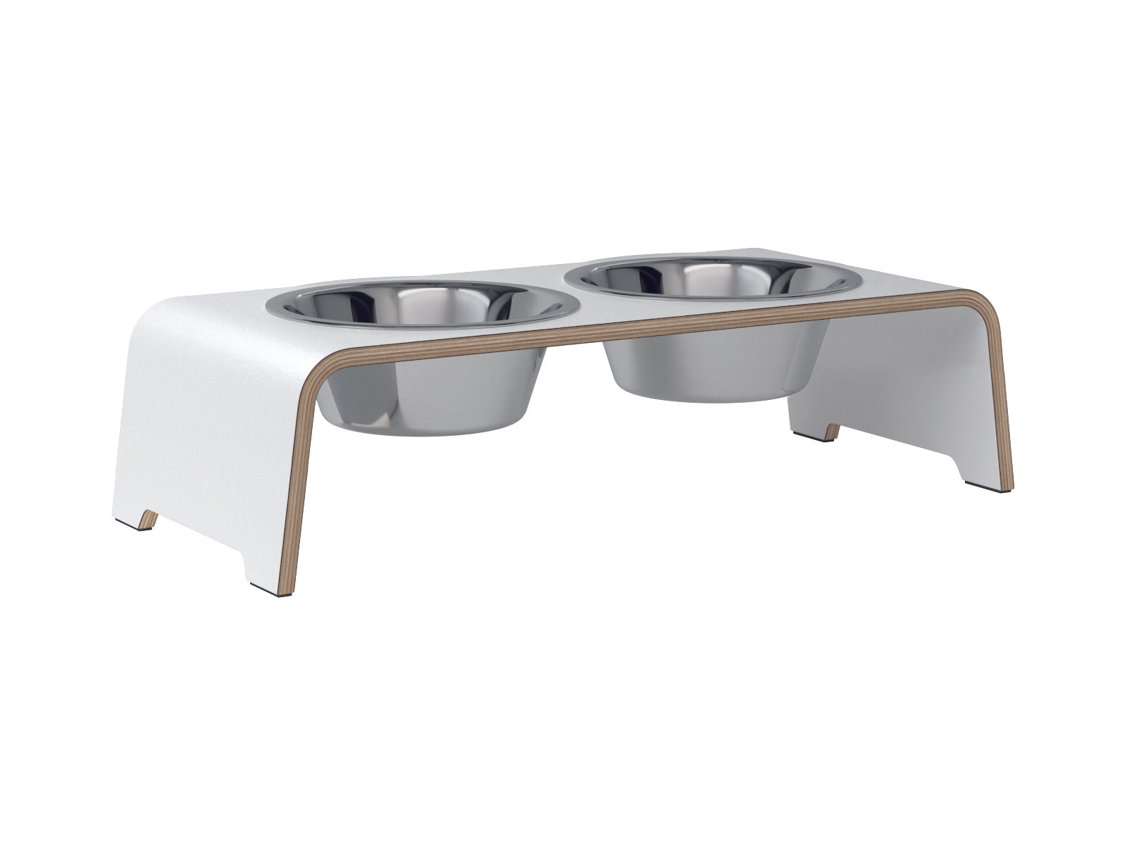 dogBar-Napfständer-Weiß-Edelstahl-Medium-Small