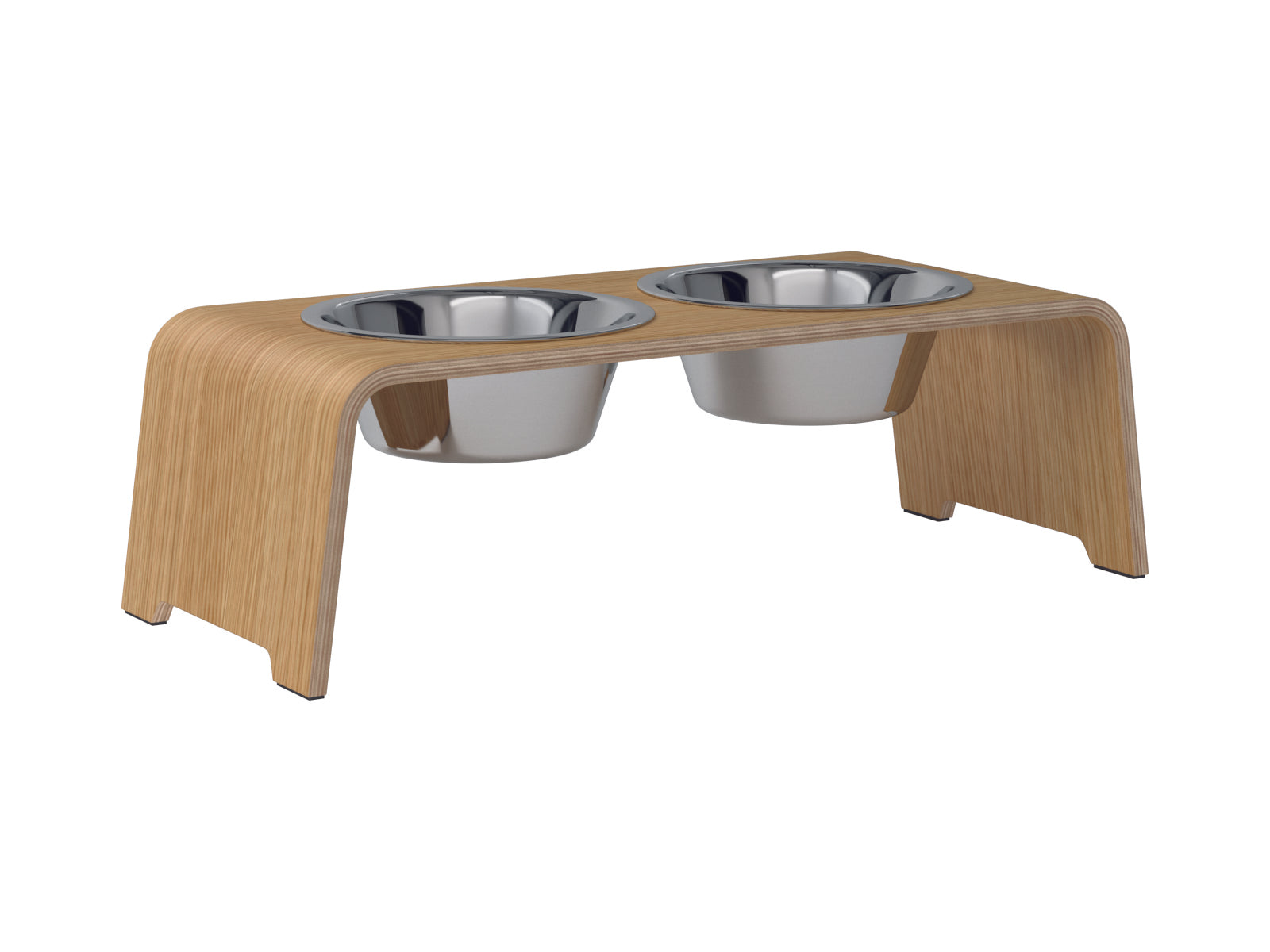 dogBar-Napfständer-Eiche-hell-Edelstahl-M-Medium
