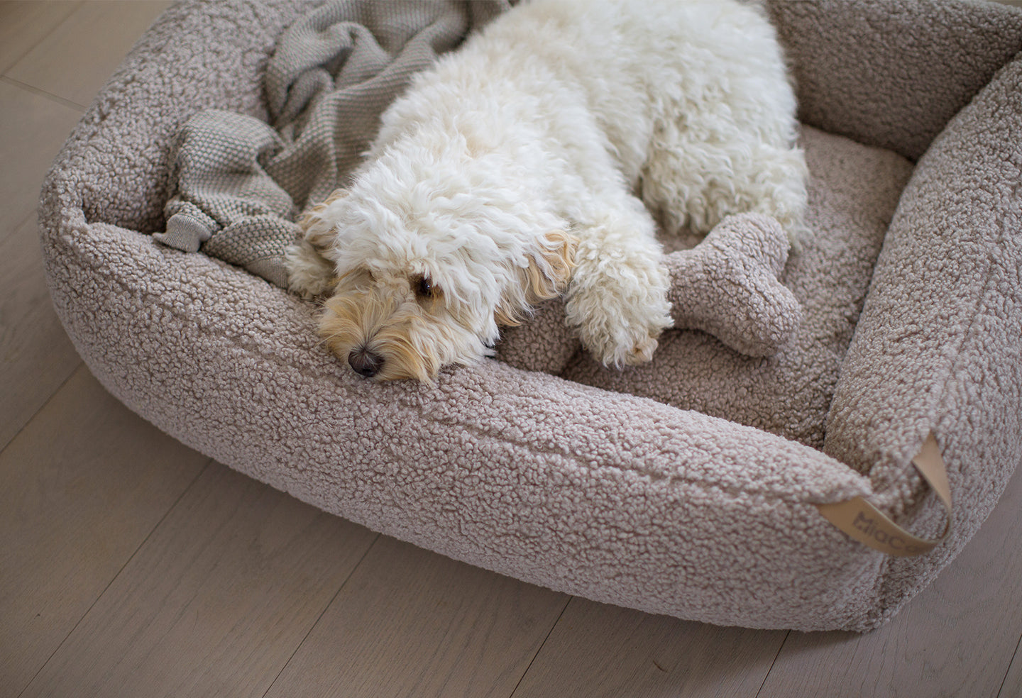 MiaCara-Hundespielzeug-Plüschknochen-Senso-Greige-Mood